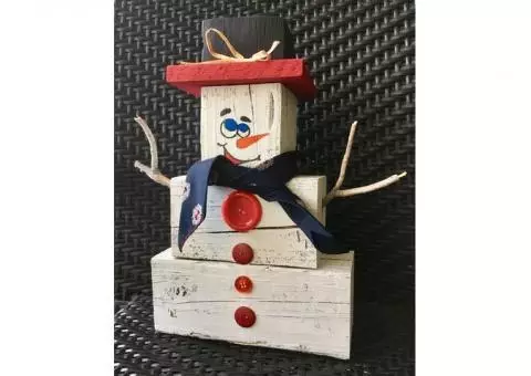 Snowman made from Repurposed Wood